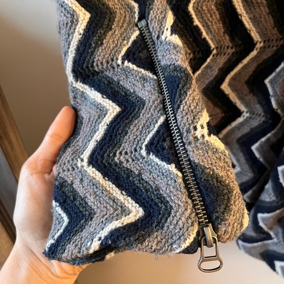 Free People Wool-Blend Chevron Patterned Black and Gray Dress - XS - Picture 7 of 13